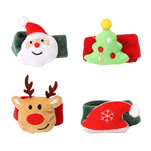 Preisvergleich Produktbild BESTOYARD 4 stücke Weihnachten Snap Armbänder Weihnachtsmann Elch Weihnachtsbaum Hut Slap Bands Armband Xmas Party Favors
