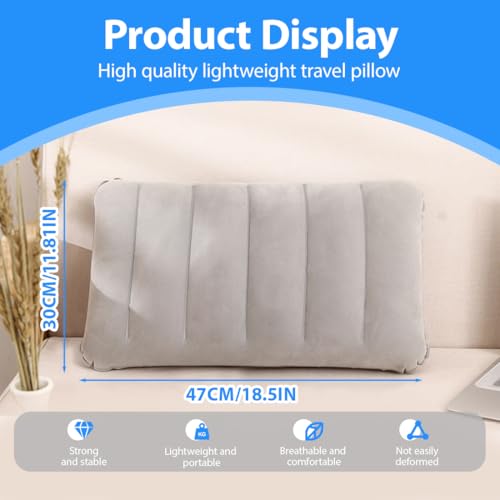 Lot de 2 Oreiller Gonflable pour la Plage, Les Voyages et Le Camping, Petit Coussin d'extérieur en Velours Doux, 30 x 47 cm – Image 3