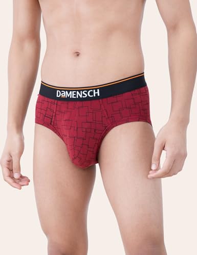 Image of DAMENSCH Men's Regular Fit Printed Cotton Briefs | Combed Cotton, Stretchy Fabric, Anti-Bacterial and Microfibre Waistband