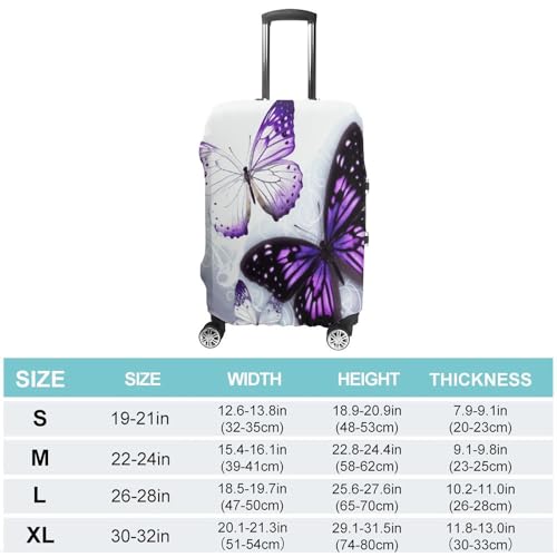 Housse de valise XL en polyester motif papillons blancs et violets