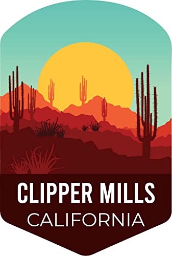 R and R Imports Clipper Mills California Souvenir 4-Inch Vinyl Decal Sticker Cactus Desert Design