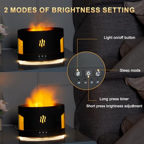 450ML Flame Diffuser-Volcano Diffuser-with Remote Control, Bluetooth Speaker & White Noise Function, Flame humidifier fire Diffuser for Bedroom Home Office Yoga Gym - Image 4