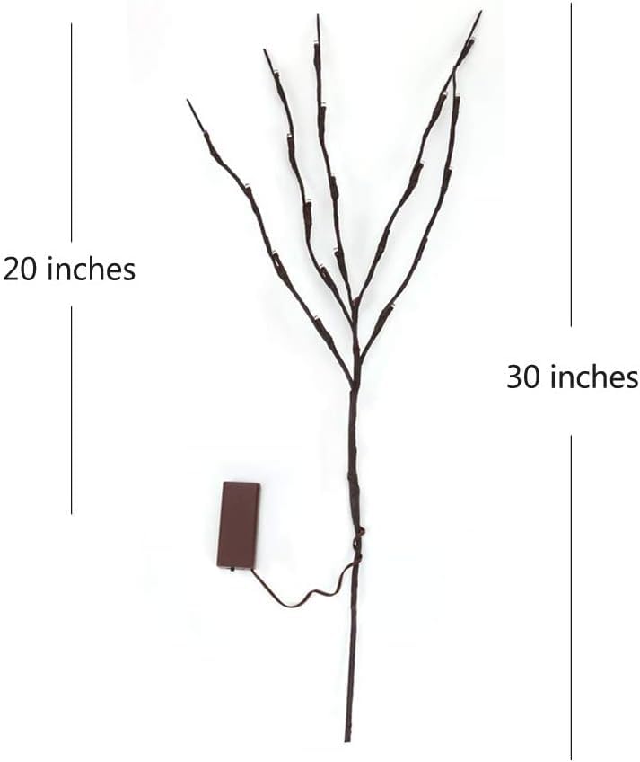 Image of DK177 2Pack Led Branch Light Battery Operated Lighted Branch Vase Filler Willow Tree Artificial Little Twig Power Brown 30 Inch 20 LED for Home Romantic Decoration, 2Pack Redlight