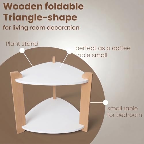 Image of Modern Triangle Side Table, Home Decor for Living Room, Bed Side Tables for Bed Room, stools for Home, Furniture for Home, 2-Tier White Shelves