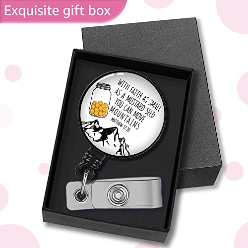 Geygie With Faith As Small As A Mustard Seed Badge Reel Retractable With Alligator Clip, Funny Proud Id Badge Holder Faith Gift For Any Church Goer, Pastor Christian Office Worker Nurse Doctor Teacher #TOP3