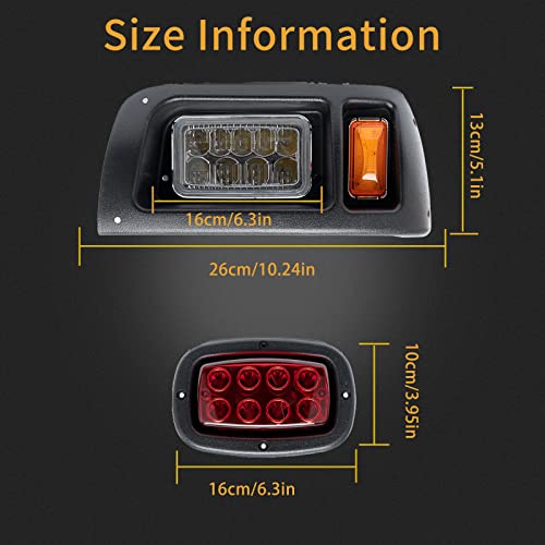 Mikafex Headlight Tail Light Kit Assembly Compatible With Club Car Ds Golf Cart Led Headlight Taillight Kit 1993 - Up Gas And Electric With Installation Instruction #TOP1