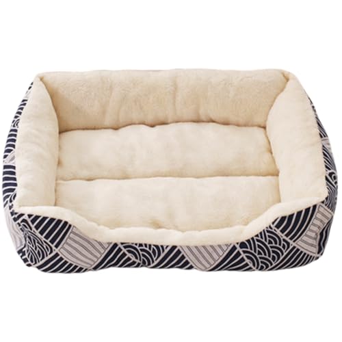 Mateju Cuccia Cane di Peluche, Rettangolare Lettino Cane Interno in Peluche Morbida Letto Gatto Cuccia per Animali Domestici con Fondo Antiscivolo per Piccolo e Media (Blu,53x38x12.5cm)