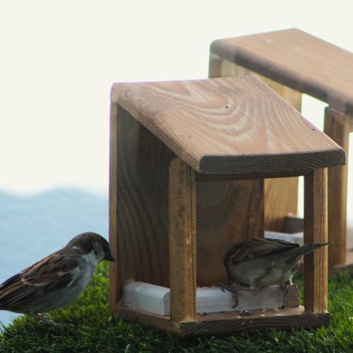 Mangeoire pour oiseaux wengé en bois pour jardin - 6