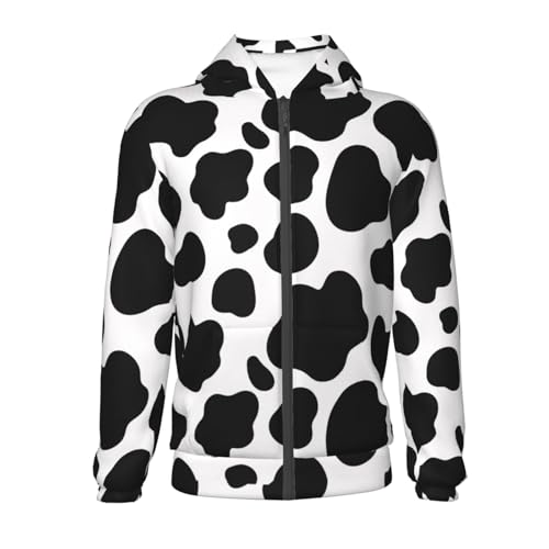 Spotted Skin of Cows Kids Pullover Hoodies Boys Zip Up Sweatshirts Girls Athletic Clothes with Pocket2