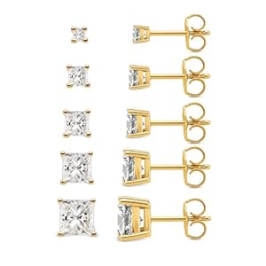 Kainier 5 Pairs CZ Stud Earrings Se...