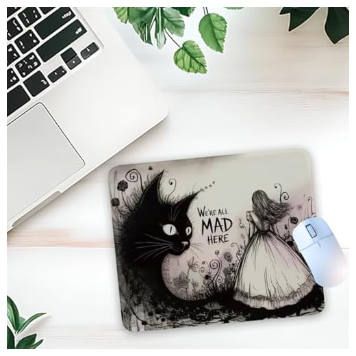 1 Pcs Gothic Black Cat Non-Slip Rubber Mouse Pad for Home Office Desk Workspace Laptop Wireless Mice Desktop Gifts for Leader Boss Women Girls