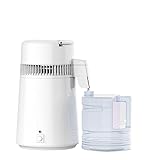 VEKAZ蒸留水器 蒸留機 ガラス容器 大容量4L 304 ステンレス製 作り 高純度 自動 温度 純水蒸留 キレイな水 健康 家庭用 美容 研究 会社用 操作簡単 ワンタッチ式 美容用 家庭用 業務用 研究用 (ホワイト) [並行輸入品]