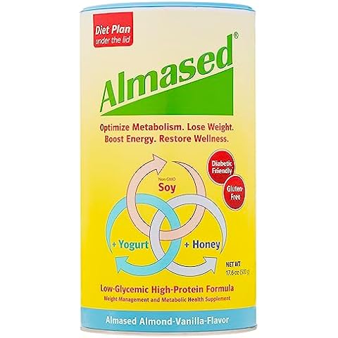 Almased Vanilla Meal Replacement Shake - Low-Glycemic High Plant Base Protein Powder- Nutritional Weight Health Support Supplement - Vanilla Flavor - 17.6 oz (1.1 Pound (3 Pack)) Cover