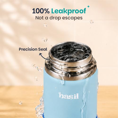 Image of Basil HydraPop Stainless Steel Insulated Kids Water Bottle for School, 380ml Leakproof Bottle with Straw, Double Wall Vacuum Thermosteel Bottle for School, Sports, Travel & Outdoor Use | Glacier