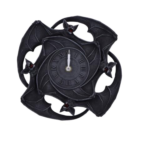 Nemesis Now Creatures of the Night Bat Clock 22cm, Resin, Black, Cast in the Finest Resin, Expertly Hand-Painted