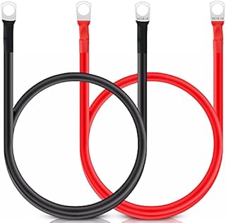 Bolatus 2Pcs 50cm Battery Inverter Cable 5AWG/16mm² 12v Battery Cable Red and Black Auto Battery Leads with SC16-10 Ring Terminals Copper Flexible Wire for Motorcycle, Solar RV & Marine