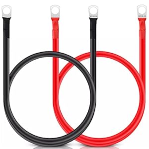 Bolatus 2 Stück Batteriekabel 50cm 5WAG/16mm² Batterie-Kabel 12V Kupferkabel Kupfer Stromkabel mit M10 Ringklemmen Autobatterie Kabel KFZ Kabel für LKW Motorrad Solar Wohnmobil Marine