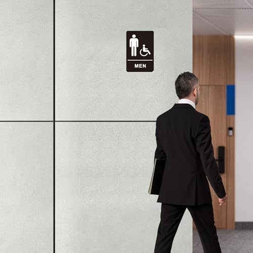 Image of (2 Pack) Restroom Signs - Acrylic Restroom Sign for Business with Strong Self-Adhesive, Bathroom Door Signs for Home Office or Wall, Waterproof and Easy to Install (9 x 6 Inches Men /Women)