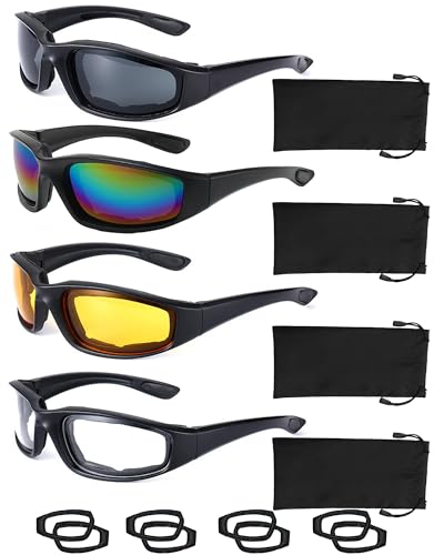 YISUGOOC Motorcycle Riding Glasses 4 Pairs UV Wind Dustproof