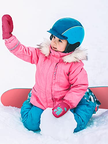 3 Pairs Kids Ski Mitten Toddler Winter Waterproof Snow Gloves Unisex Cold Weather Warm Mitten For 3-6 Years Girls Children Boys Skiing Snowboarding (Pink, Light Blue, Rose Red,1-3 Years) #TOP4