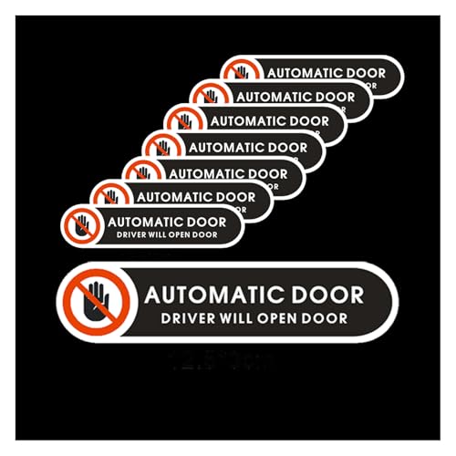 Image of Automatic Door Stickers Driver Will Open Door Sign 4.9 x 1.2 inch Self Adhesive Automatic Sliding Doors Warning Sticker for car Vehicle Taxi (8 Pack)