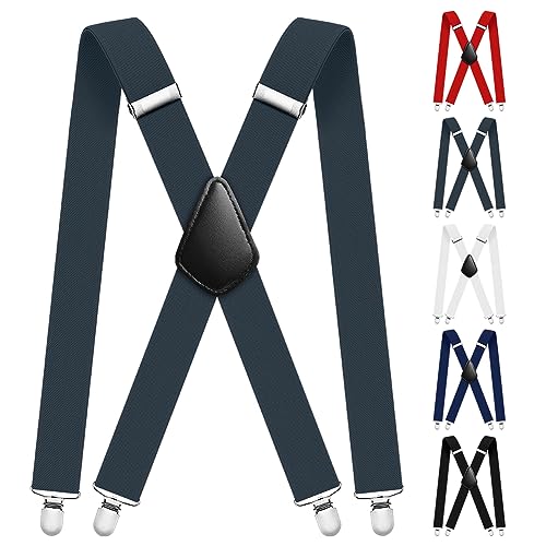 AOMIG Men's Braces with Strong Metal Clips, 3.5cm Wide Heavy Duty Suspenders