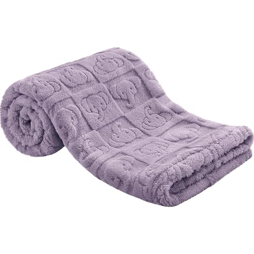 Image of Pro Goleem Elephant Baby Blanket, Baby Fleece Blanket for Boys & Girls, 30 inch x 40 inch Soft Crib & Stroller Blanket for Newborns and Toddlers, (Purple)