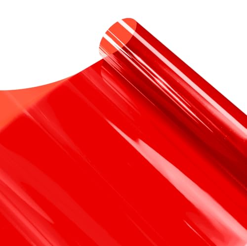 Image of VViViD Transparent Colorful Vinyl Window Tinting Sheets (30 inch x 25ft, Red)