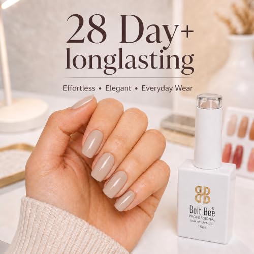 Image of BOLT BEE 15ML Gel Nail Polish 1Pc Clear Pink Glitter Nail Polish Soak Off UV LED Nail Gel Polish Nail Art Starter Manicure Salon DIY at Home, 0.5 OZ (1) (123)