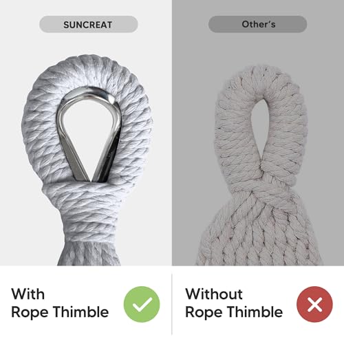 Image of SUNCREAT Medium Size Tree Hammocks for Outside, Patio Hammock Without Stand, Light Gray