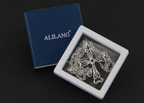 Image of Alilang Womens Black Silver Clear Crystal Rhinestones Celtic Holy Cross Pendant Necklace