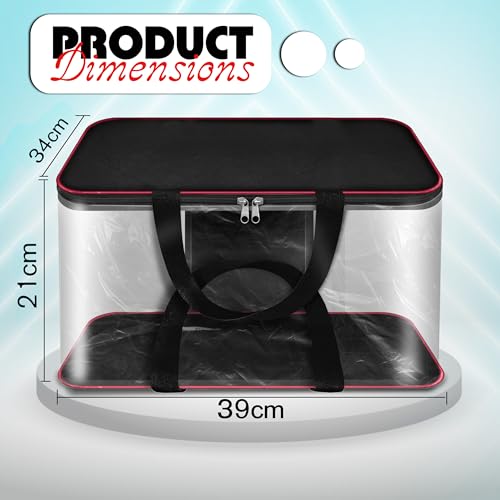 Image of Storite 2 Pack 33L Transparent Saree Storage Bags, Moisture Proof Nylon Clothes Organizer for Lehengas, Dresses & Wardrobe Storage with Strong Zipper (RedBlack, 39x34x21cm)