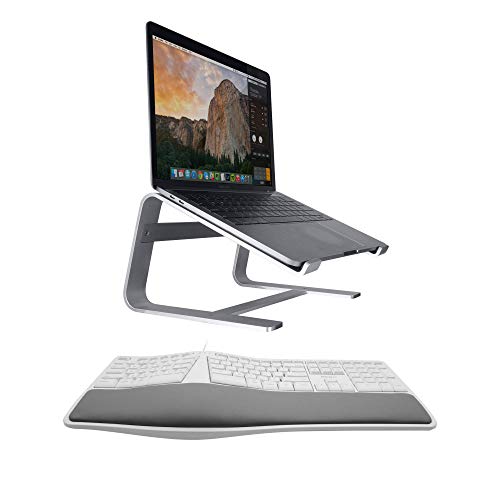 Macally Ergonomic Mac Keyboard and an Aluminum Ergonomic Laptop Stand, Apple Aesthetic with Much More Comfort