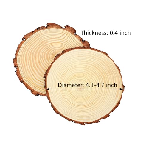 Rwhxrwy MTP01 4.3-4.7 Inch Unfinished Natural With Tree Bark Wood Slices 15 Pcs Natural Round Discs Rustic Wood Slices thumb #2