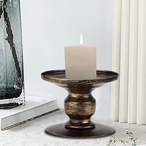 Pillar Candle Holders Iron Retro Sturdy Durable Candle Pedestal Stand for Wedding Party Home Decor 2Pcs Set – Image 3