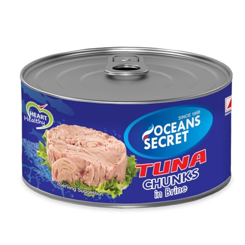 Image of Oceans Secret Tuna Chunks in Brine 180gm Pack of 4 Canned Tuna Fish Balanced Nutrition, Light Taste, in Clean Brine, Premium Cuts Ready to Eat