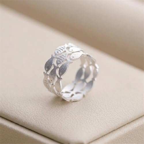 Anillo de plata de ley cepillada para niños con diseño de pez ajustable 4