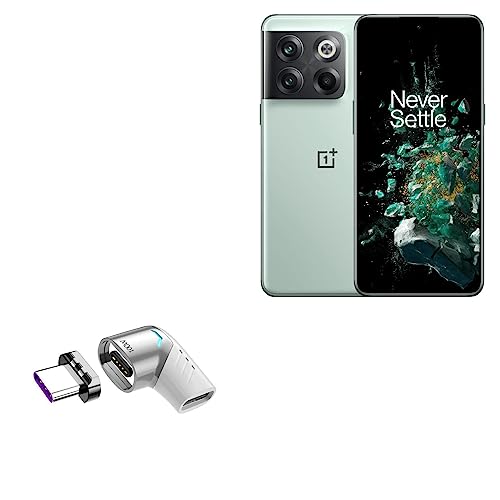 BoxWave Adapter Compatible with OnePlus Ace Pro - MagnetoSnap PD Angle Adapter, Magnetic PD Angle Charging Adapter Device Saver - Metallic Silver