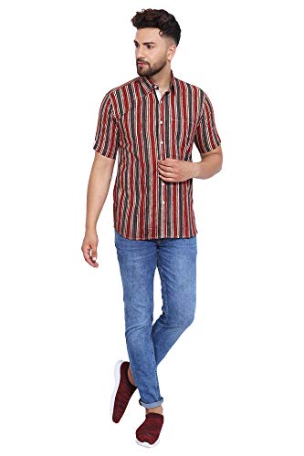 Image of WINTAGE Men's Jaipur Bagru Cotton Tropical Hawaiian Batik Casual Shirt -Multiple Colors