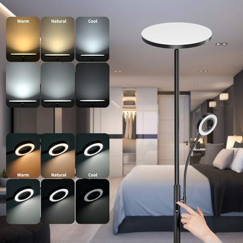 LED Stehlampe Steo Anten Dimmbar mit Leselampe 30W für Wohnzimmer und Büro