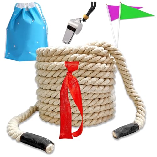 25Ft Tug of War Rope for Kids and Adults, Natural Cotton Tug of War Rope, Tug of War Rope for Family Reunion, Party Games, Summer Campe, Camping Games, Outdoor Games, Team Building