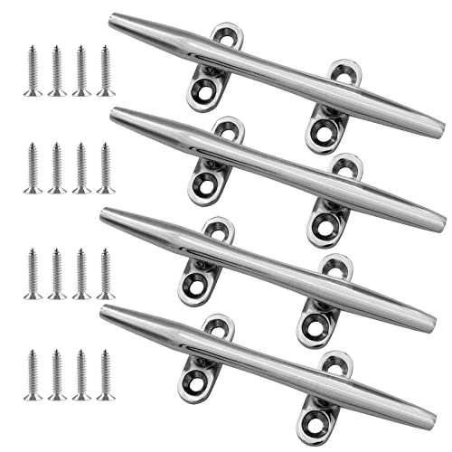 ORLANG 6 Inch 316 Stainless Steel Boat Cleats, Open Base Dock Cleats with Fasteners, Boat Dock...