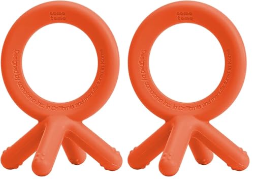 Image of Comotomo Silicone Baby Teether, Orange (Pack of 2)