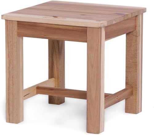 Image of Wooden Stool for Sitting, 12 Inch Solid Wood Chair Footrest Crafted Hand-Painted Stool for Living Room Bedroom Playroom Furniture Step Stool for Adult Toddler Children Square Corner