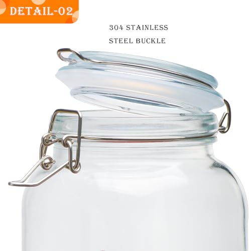 Image of Large Glass Storage Containers with Airtight Lids 78oz 3 Pack | Flour, Sugar, Cereal, Cookies, Kitchen Canisters for Pantry Organization, Square Air Tight Glass Storage Jars Wide Mouth