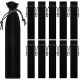 WFPLUS 50 Pieces Velvet Pen Pouch with Drawstring - Velvet Pen Bag Case Pen Holder Pencil Bag for Pen & Pencil (Black)