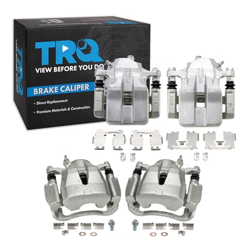 Image of TRQ Front and Rear Brake Caliper Set Zinc Coated Brackets Compatible with 2012-2018 Toyota RAV4
