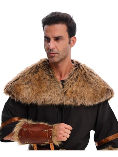 Chal vikingo medieval de piel sintética LA CARRIE para disfraces de Halloween y eventos LARP
