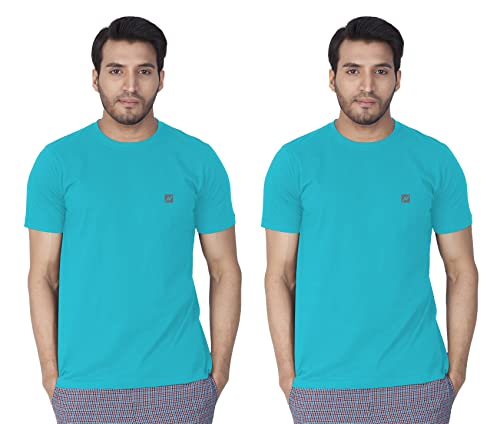 Image of Lux Nitro Men's Solid Modern Fit Round Neck T-Shirt Peacock Blue