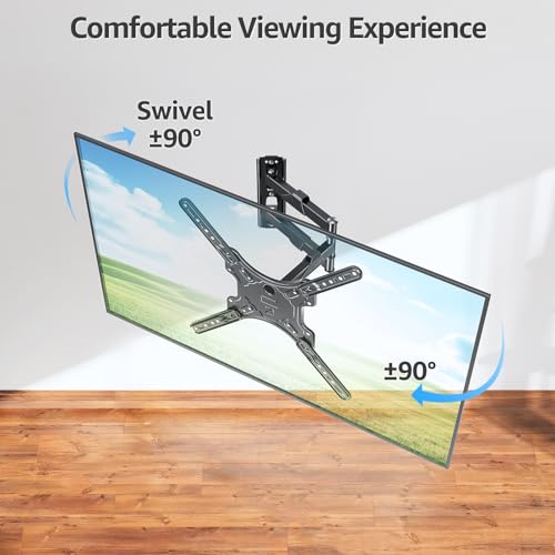 Image of MOUNTUP Full Motion TV Wall Mount for Most 26-60 Inch TVs, Max VESA 400x400mm Wall Mount TV Bracket with Swivel Tilting Extension Level Adjustment for LED LCD Flat Curved TVs Up to 77 LBS, MU0018